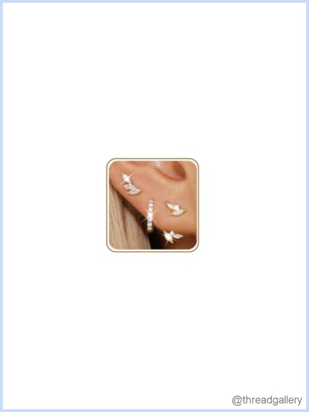 14K Gold Plated 925 Sterling Silver Huggie Hoop Earring Set CZ 3 Pairs